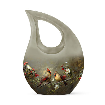 Cardinal Bird theme Cross Drop urn 