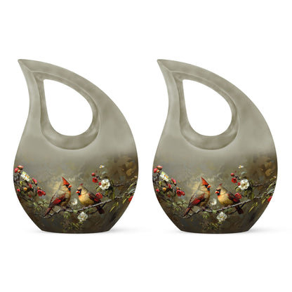 Cardinal Bird theme Cross Drop urn 