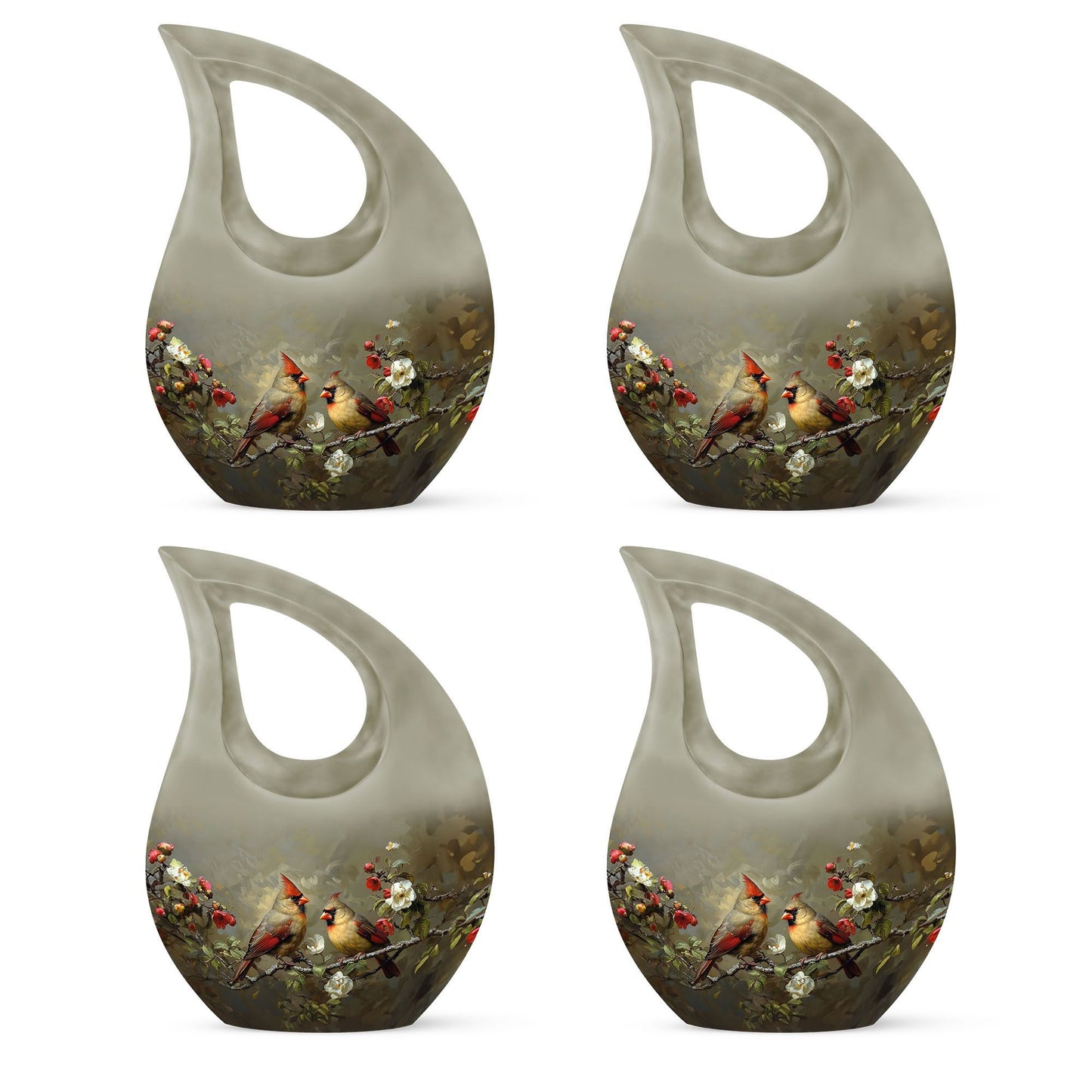Cardinal Bird theme Cross Drop urn 