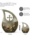 Cardinal Bird theme Cross Drop urn 