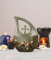 Cardinal Bird theme Cross Drop urn 