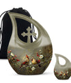 Cardinal Bird theme Cross Drop urn 
