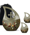 Cardinal Bird theme Cross Drop urn 