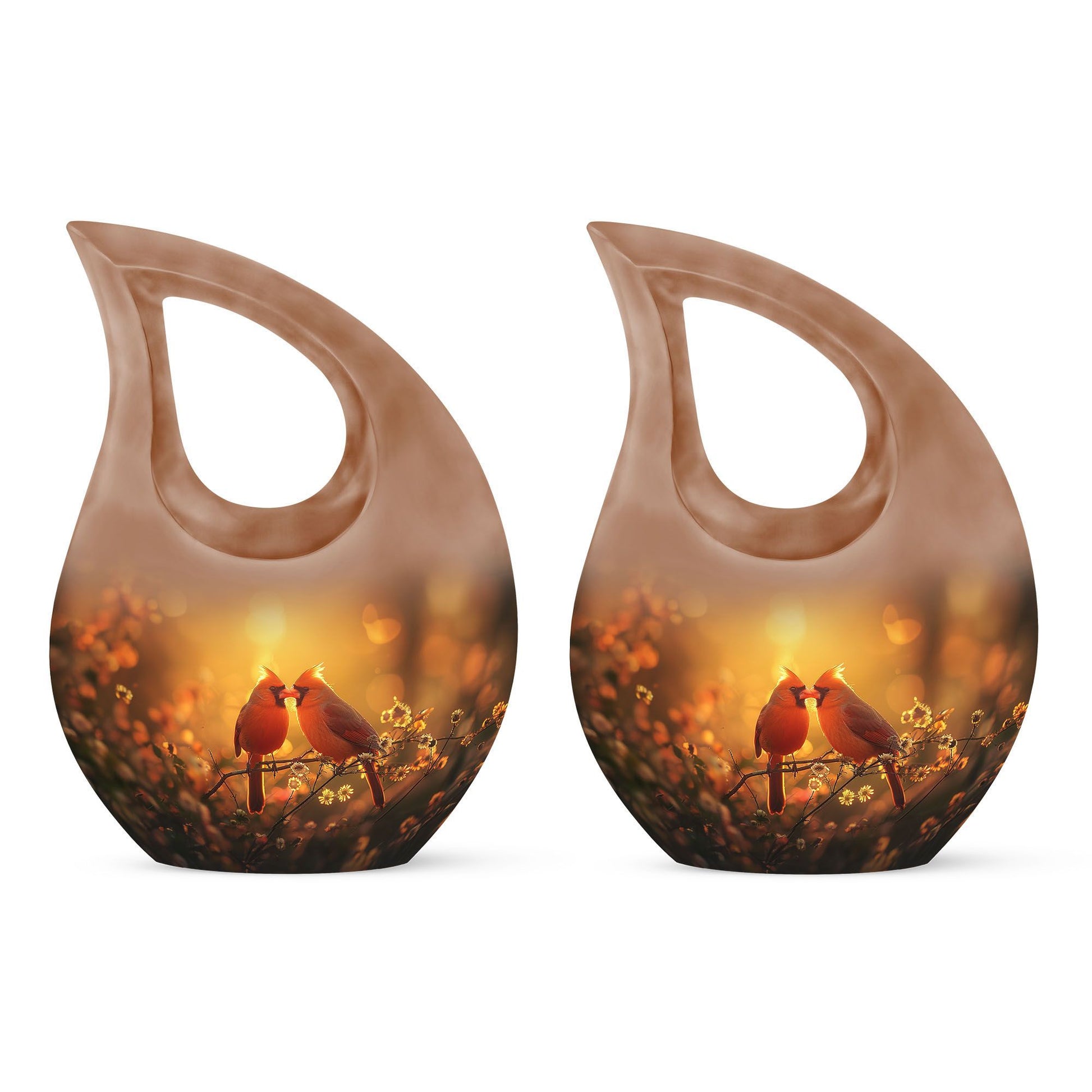 Cardinal Bird Cross Drop Design memorial urn