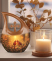 Cardinal Bird Cross Drop Design memorial urn