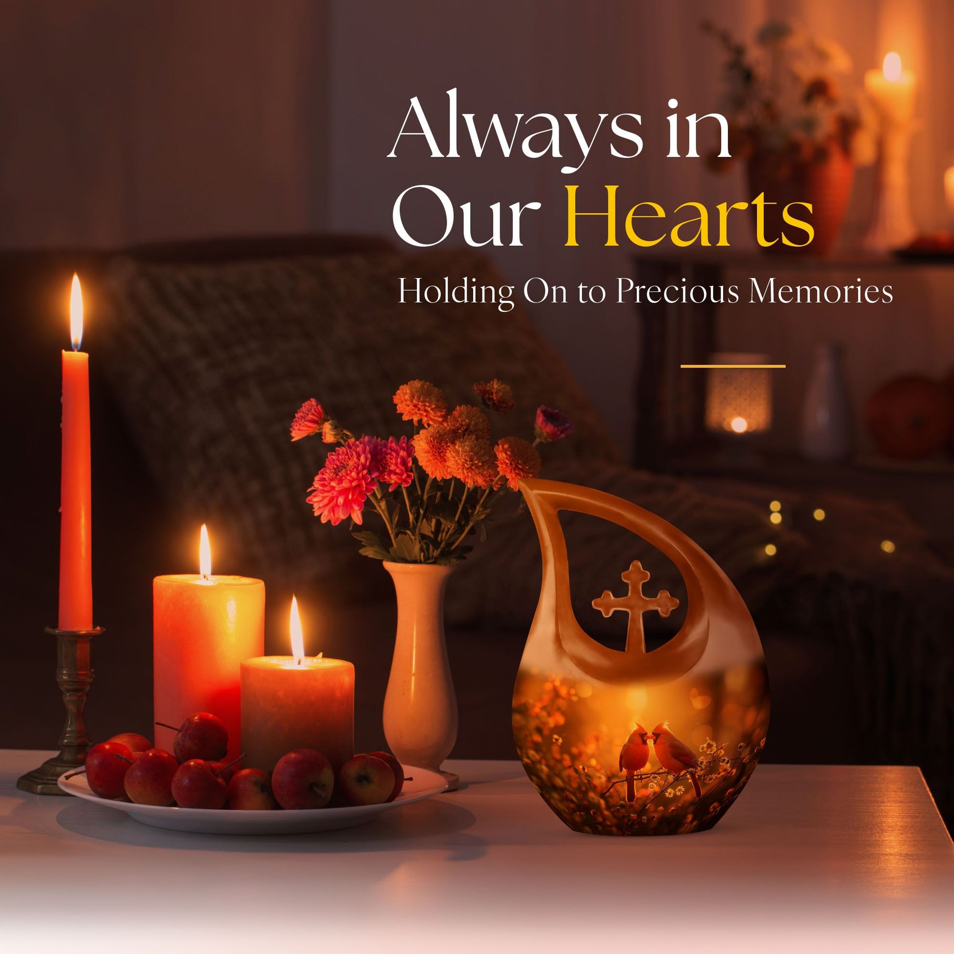 Cardinal Bird Cross Drop Design memorial urn