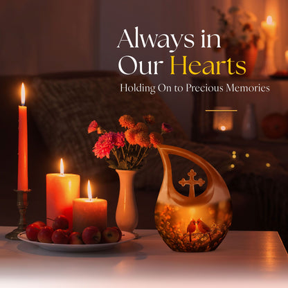 Cardinal Bird Cross Drop Design memorial urn