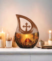Cardinal Bird Cross Drop Design memorial urn