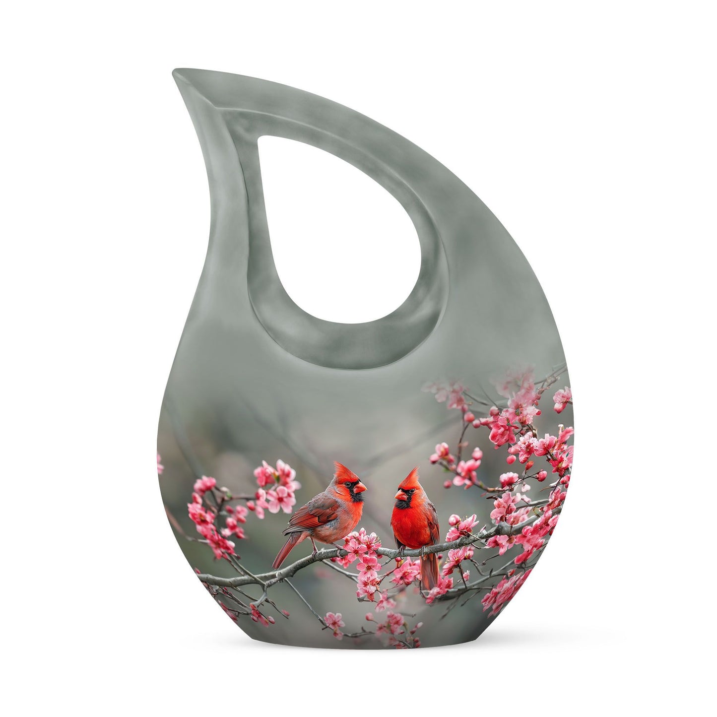 Medium-sized Cardinal Bird Urn with Cross Drop design, 