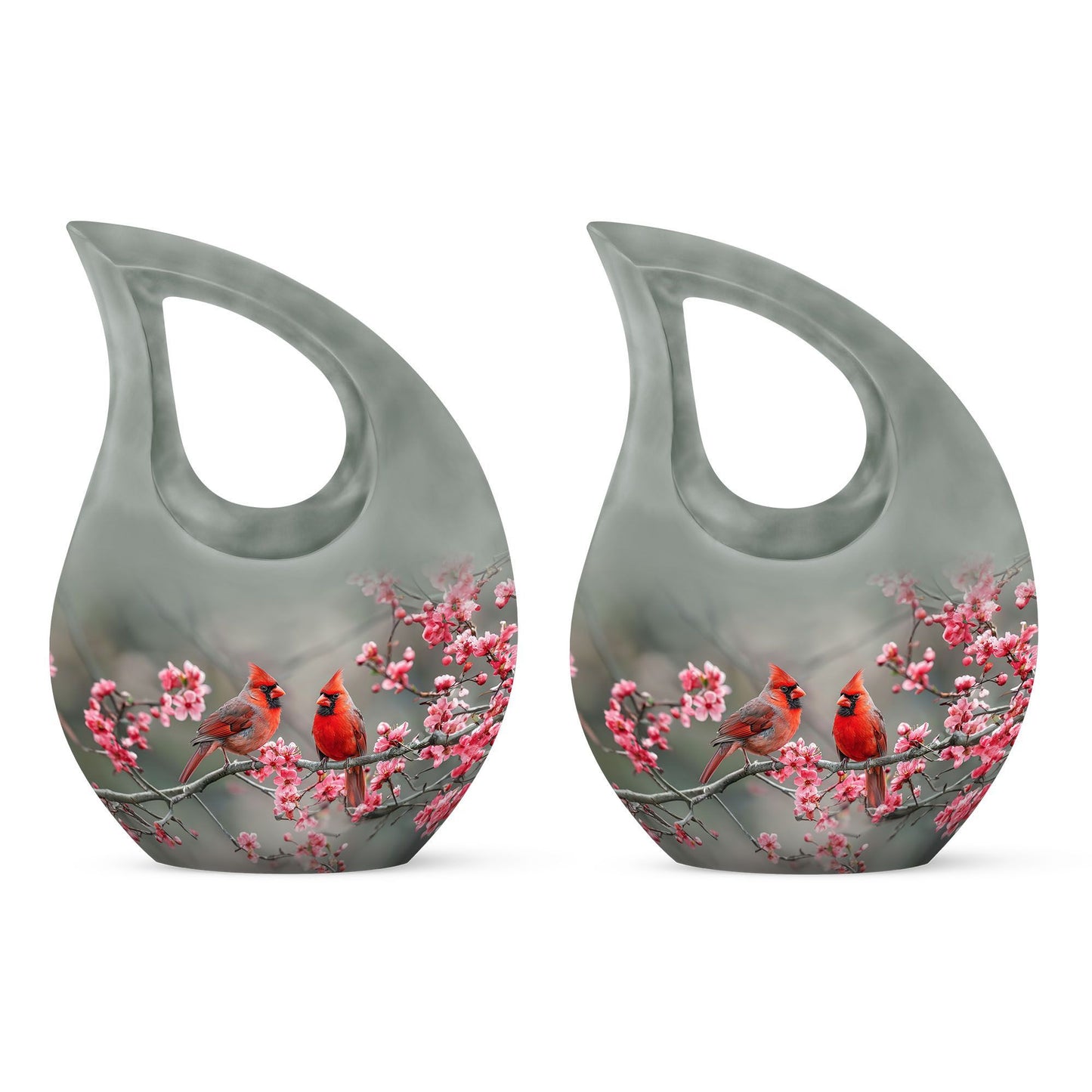 Medium-sized Cardinal Bird Urn with Cross Drop design, 