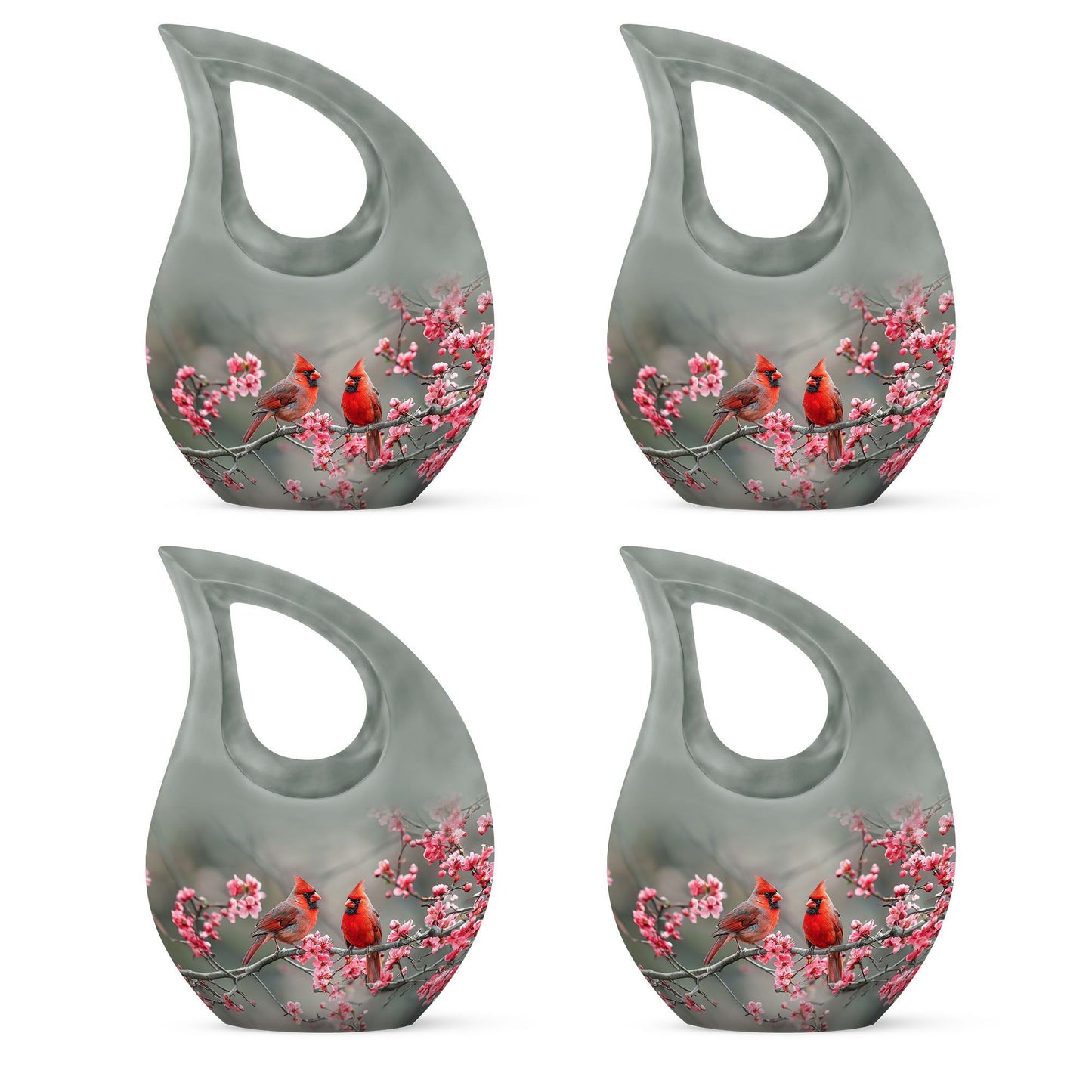 Medium-sized Cardinal Bird Urn with Cross Drop design, 