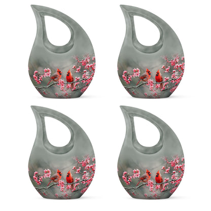 Medium-sized Cardinal Bird Urn with Cross Drop design, 