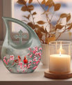Medium-sized Cardinal Bird Urn with Cross Drop design, 