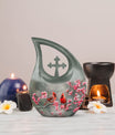 Medium-sized Cardinal Bird Urn with Cross Drop design, 