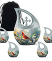 10-inch Cardinal Bird Themed Cross Drop Memorial Urn, 