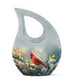 10-inch Cardinal Bird Themed Cross Drop Memorial Urn, 