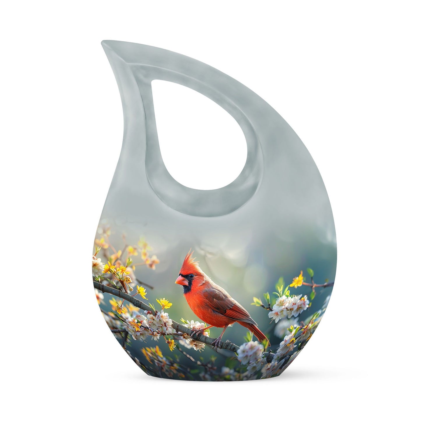 10-inch Cardinal Bird Themed Cross Drop Memorial Urn, 