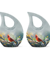 10-inch Cardinal Bird Themed Cross Drop Memorial Urn, 
