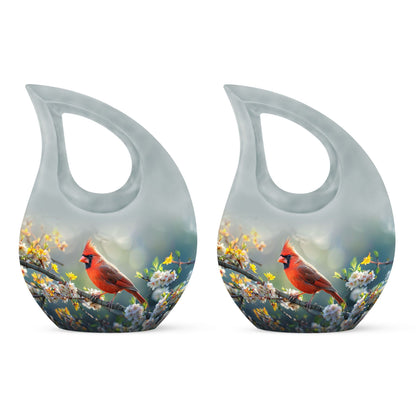 10-inch Cardinal Bird Themed Cross Drop Memorial Urn, 