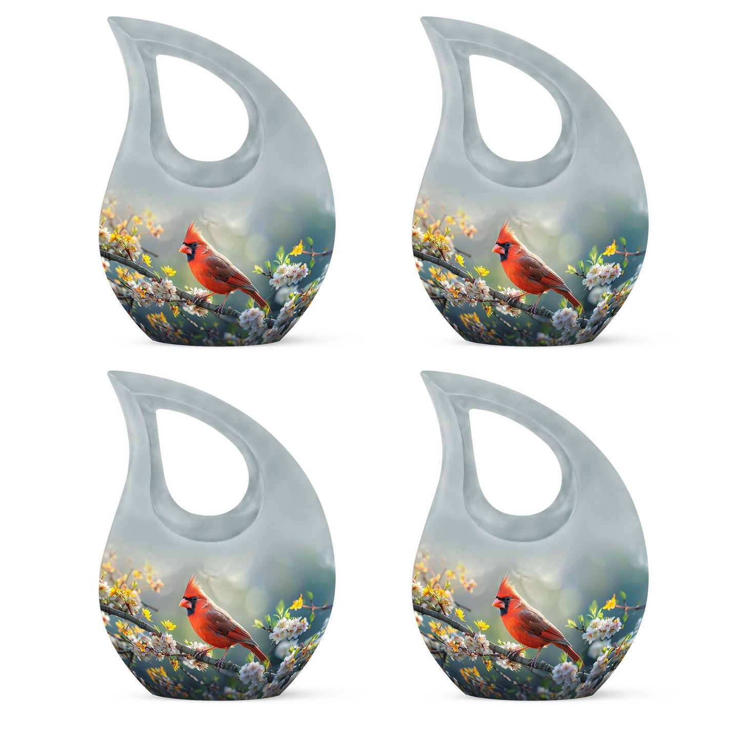 10-inch Cardinal Bird Themed Cross Drop Memorial Urn, 