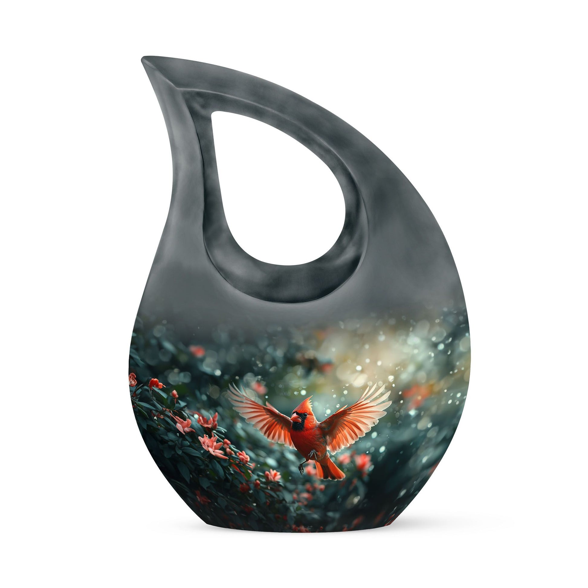 10-inch Cardinal Bird themed Cross Drop memorial urn 
