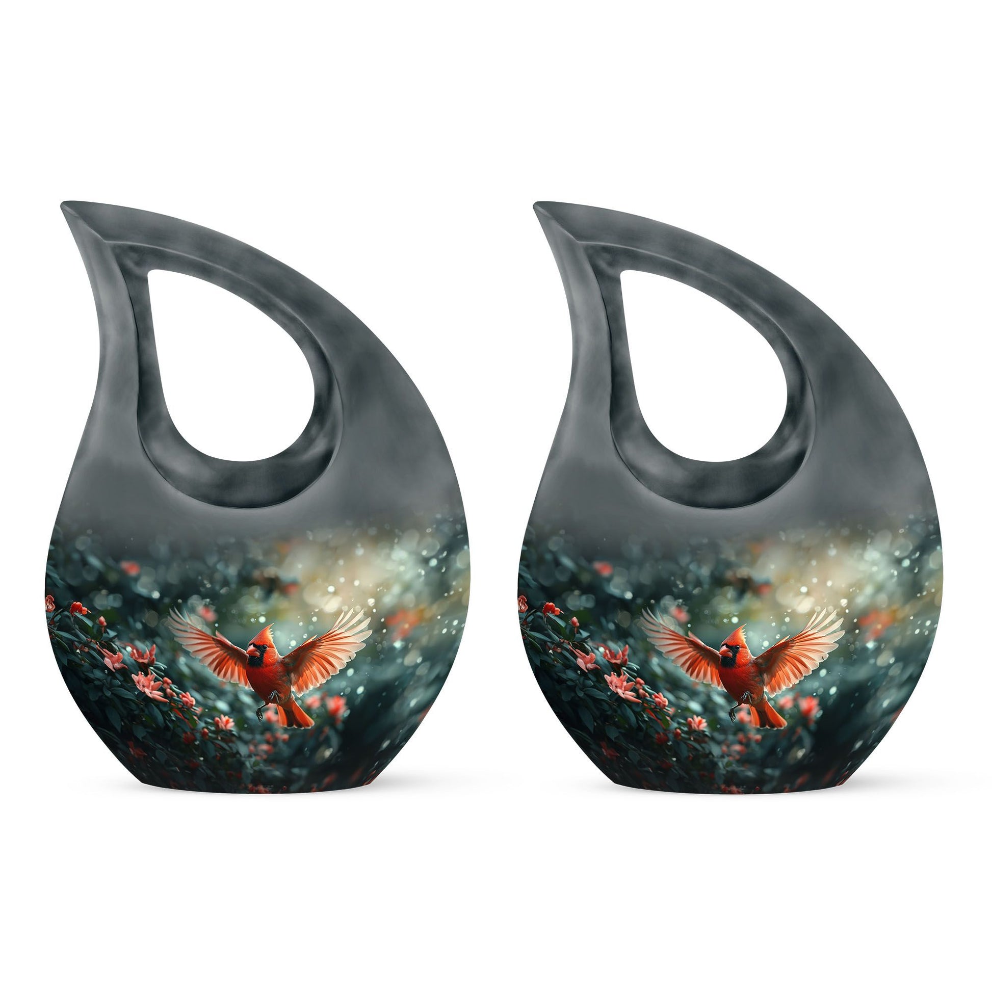 10-inch Cardinal Bird themed Cross Drop memorial urn 