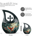 10-inch Cardinal Bird themed Cross Drop memorial urn 