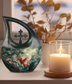 10-inch Cardinal Bird themed Cross Drop memorial urn 