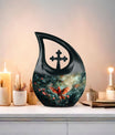 10-inch Cardinal Bird themed Cross Drop memorial urn 