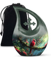 Custom Cardinal Bird Cross Drop urn 