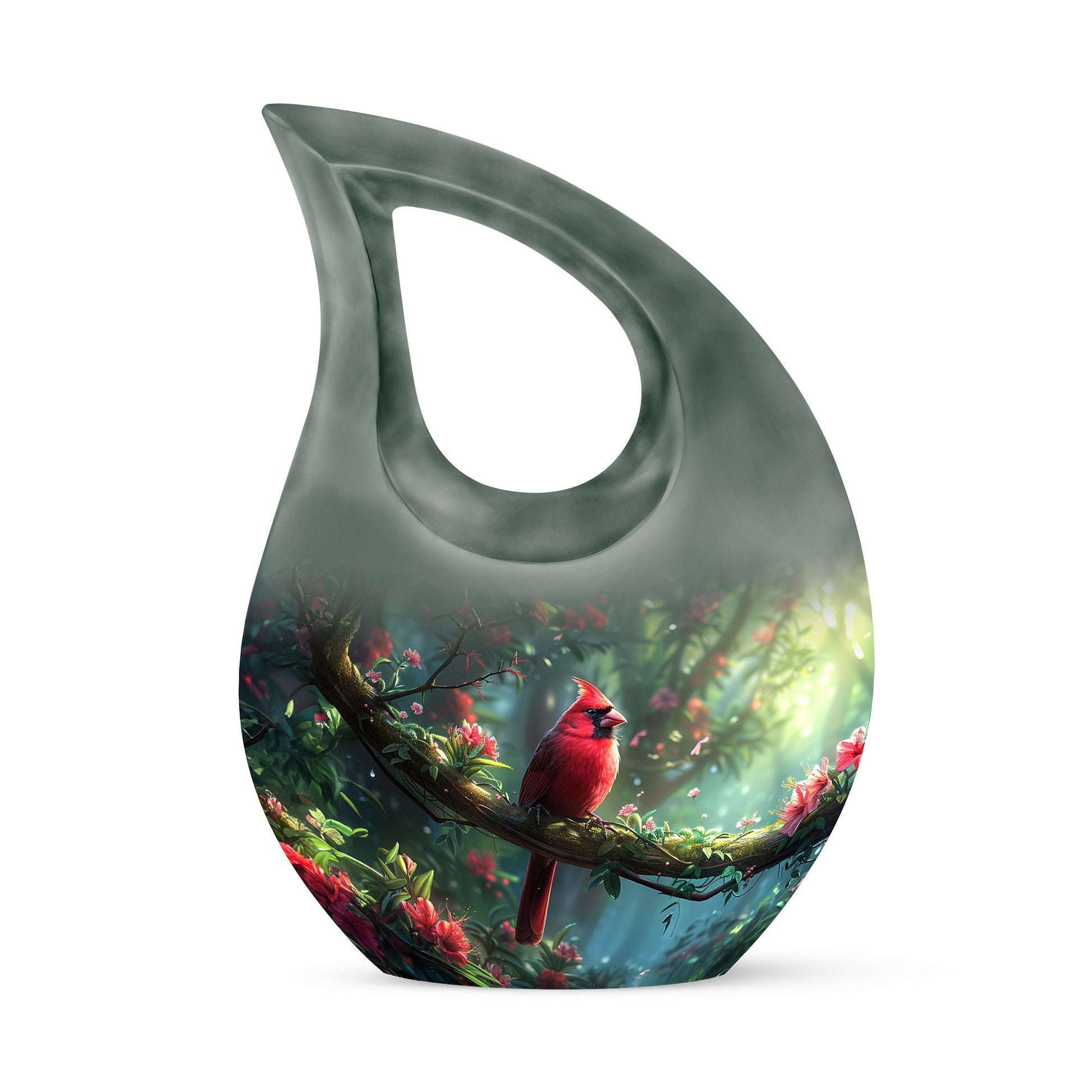 Custom Cardinal Bird Cross Drop urn 