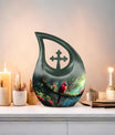 Custom Cardinal Bird Cross Drop urn 
