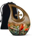 10 Inch Cardinal Bird theme Cross Drop Extra Large Urn 