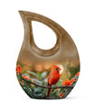 10 Inch Cardinal Bird theme Cross Drop Extra Large Urn 