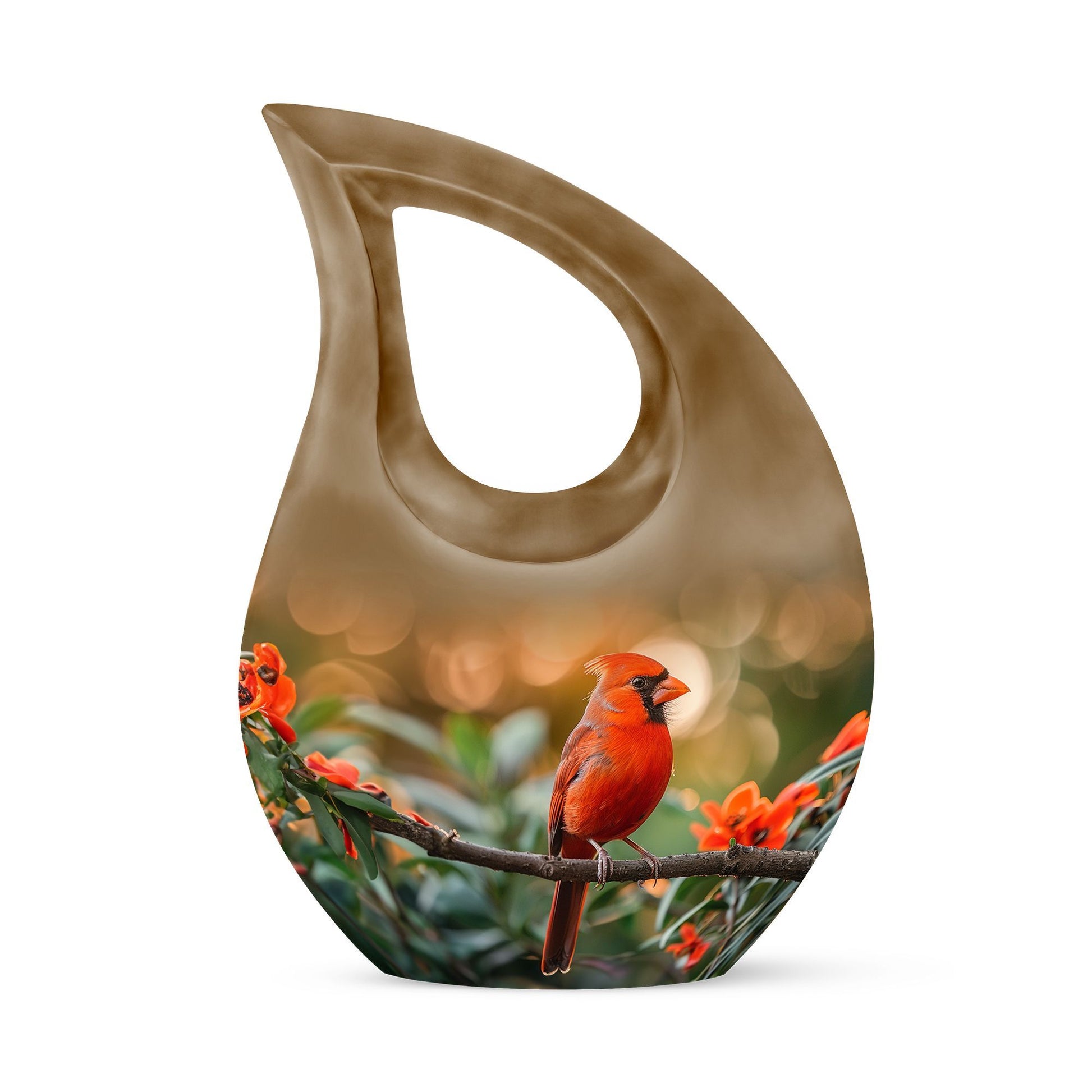 10 Inch Cardinal Bird theme Cross Drop Extra Large Urn 