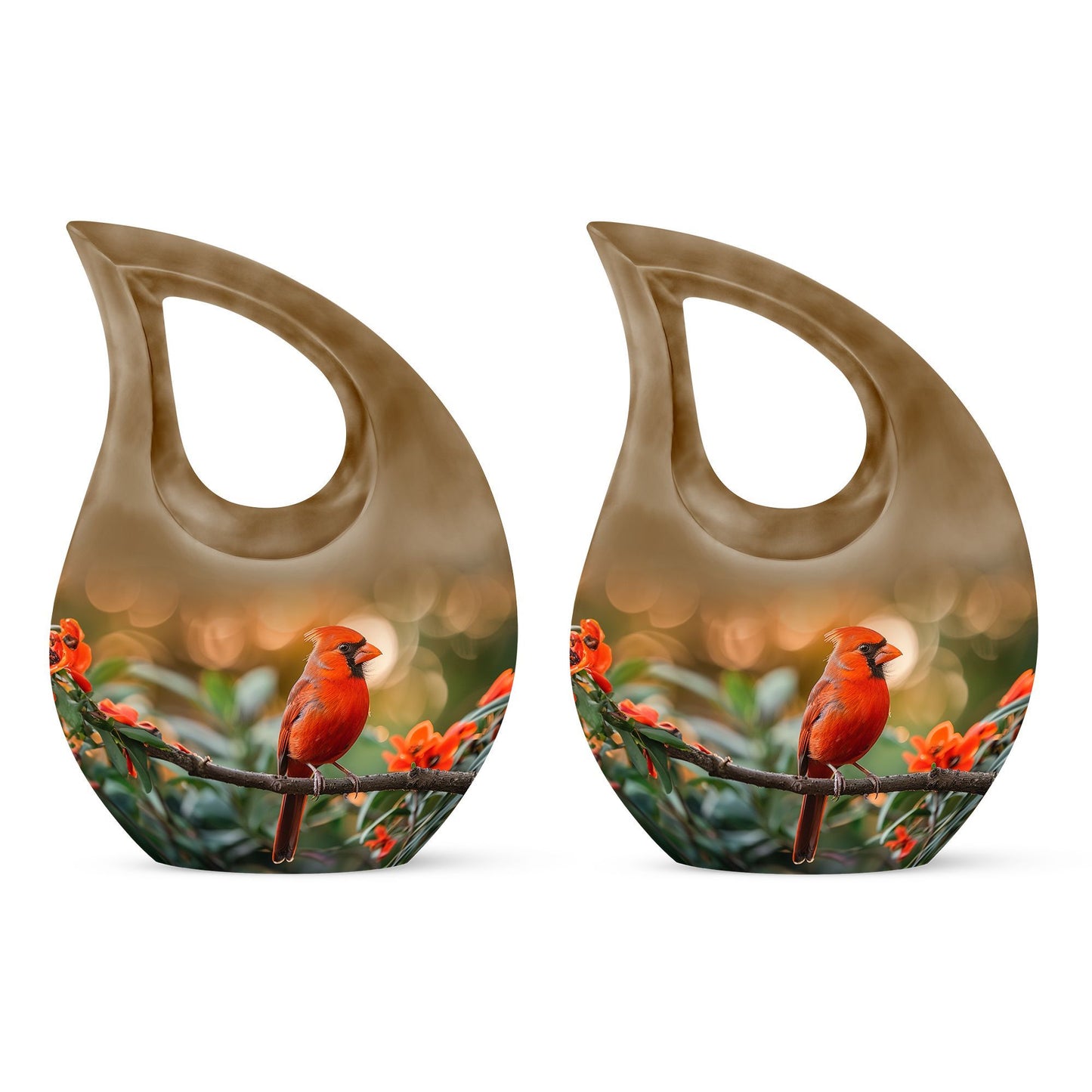 10 Inch Cardinal Bird theme Cross Drop Extra Large Urn 