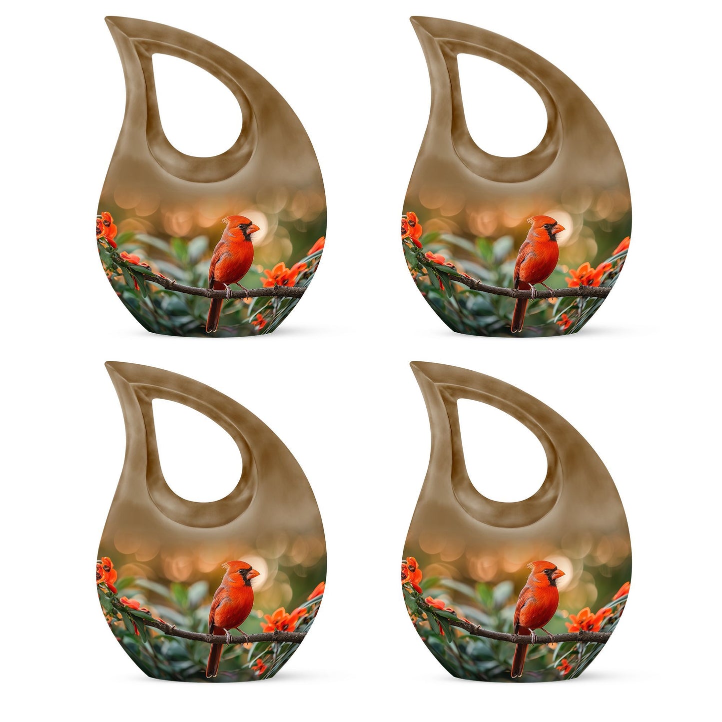 10 Inch Cardinal Bird theme Cross Drop Extra Large Urn 
