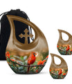 10 Inch Cardinal Bird theme Cross Drop Extra Large Urn 