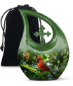 10-inch Cross Drop design Cardinal Bird Metal Cremation Urn,