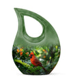 10-inch Cross Drop design Cardinal Bird Metal Cremation Urn,