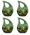 10-inch Cross Drop design Cardinal Bird Metal Cremation Urn,