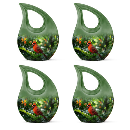 10-inch Cross Drop design Cardinal Bird Metal Cremation Urn,