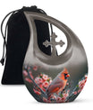 Affordable 10 Inch Cardinal Bird Urn with Cross Drop Design