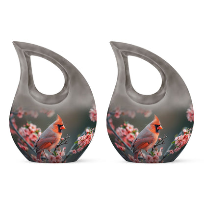Affordable 10 Inch Cardinal Bird Urn with Cross Drop Design