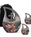 Affordable 10 Inch Cardinal Bird Urn with Cross Drop Design