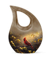 Cross Drop Cardinal Bird design on Large Cremation Urn,