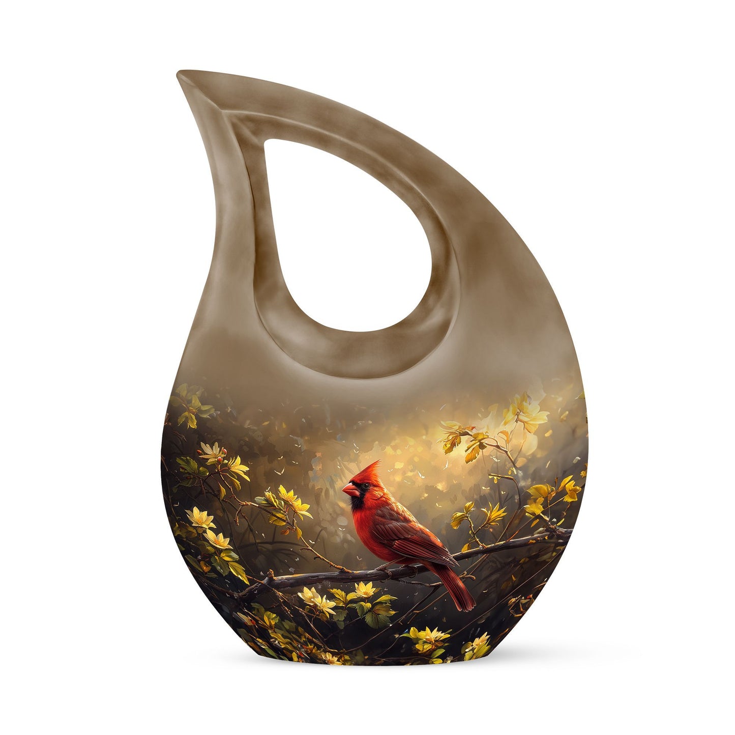 Cross Drop Cardinal Bird design on Large Cremation Urn,