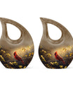 Cross Drop Cardinal Bird design on Large Cremation Urn,