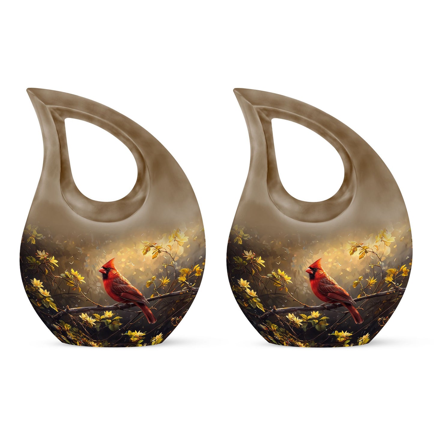 Cross Drop Cardinal Bird design on Large Cremation Urn,
