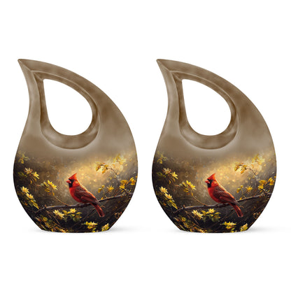 Cross Drop Cardinal Bird design on Large Cremation Urn,